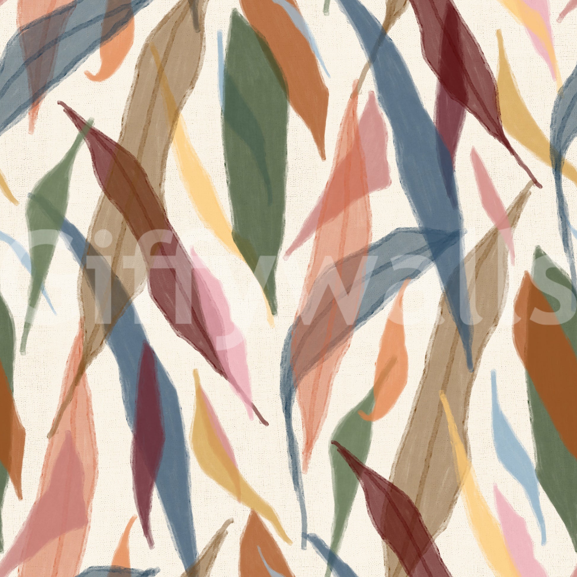 Colorful fronds overlapping within the tropical painted foliage wallpaper., GD9928