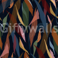 Lush green and yellow leaf details on the dark Tropical Collage wallpaper., GD9929