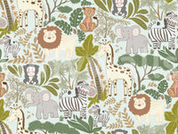 Whimsical safari creatures featured on a jungle crew wallpaper., GD9935