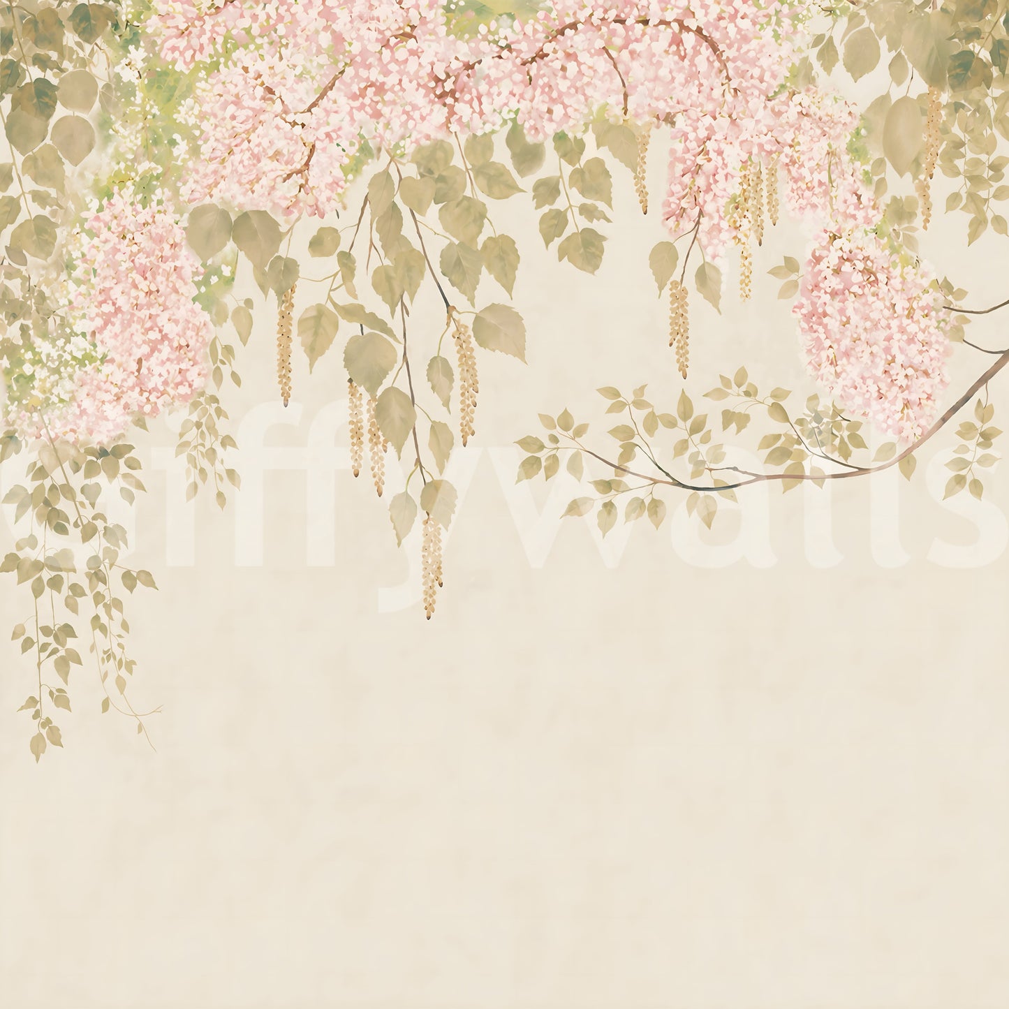 Soft Pink Wisteria Canopy Wall Mural
