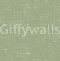 The woven illusion is prominent in this sage green linen wallpaper close up.