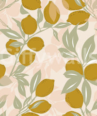 Close up of sage green leaves on the Mediterranean Amalfi wallpaper layout., GD9967