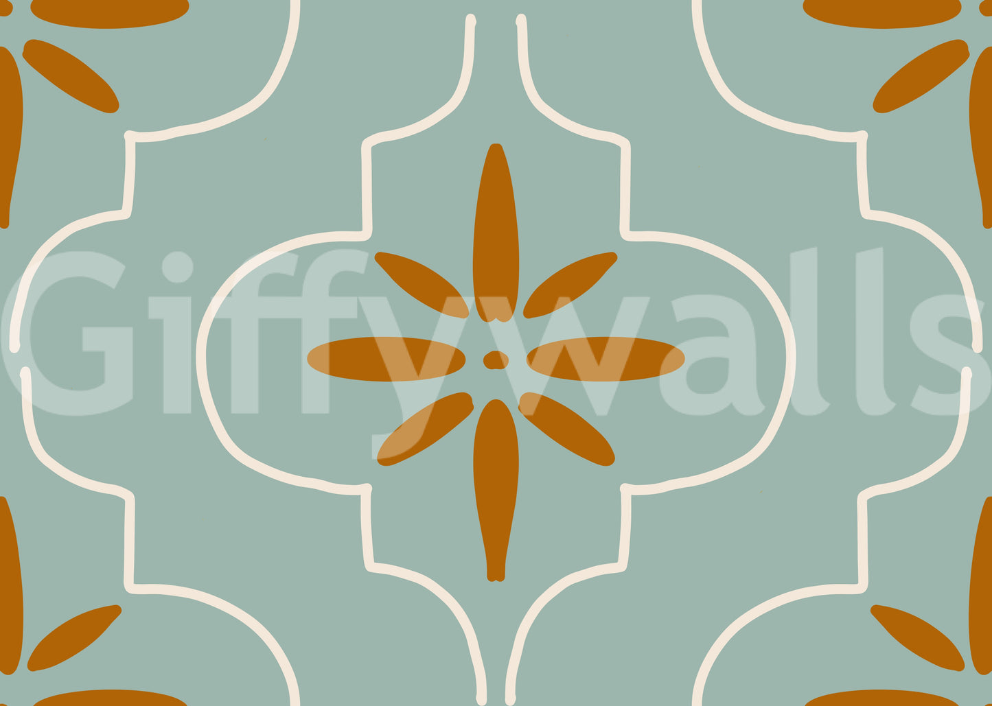 Teal Terracotta Tile Wallpaper Mediterranean Geometric Wallpaper⁠