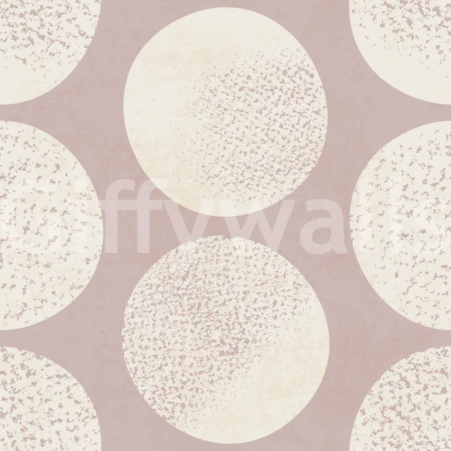 Polka dot wallpaper showing cream stippled circles on dusty rose field.
