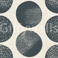  Dark blue stippled circle wallpaper with cream base showing texture and color detail.