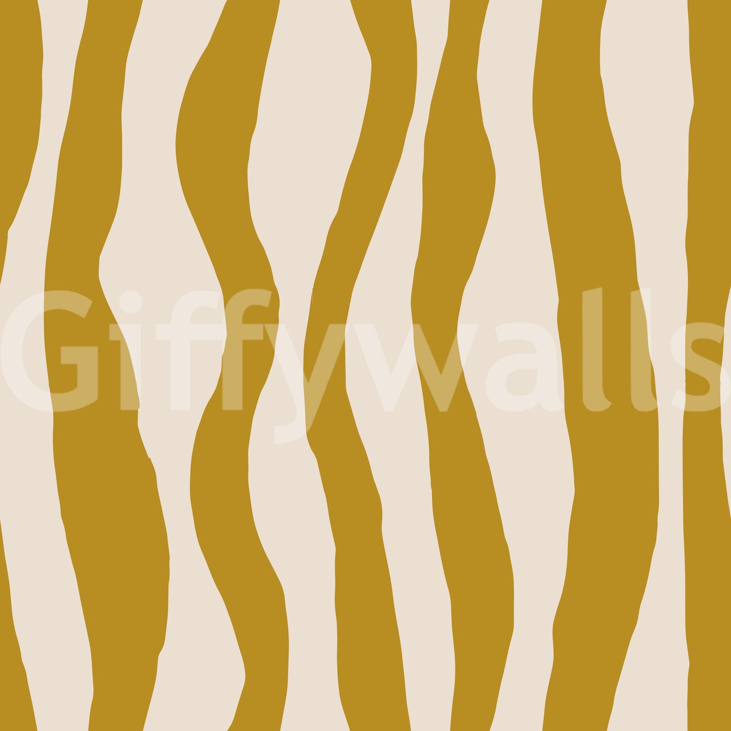 Mustard Wavy Stripe Wallpaper Retro Boho Wallpaper⁠