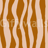 Terracotta Pink Wavy Stripe Wallpaper base pattern swatch with flowing vertical waves.