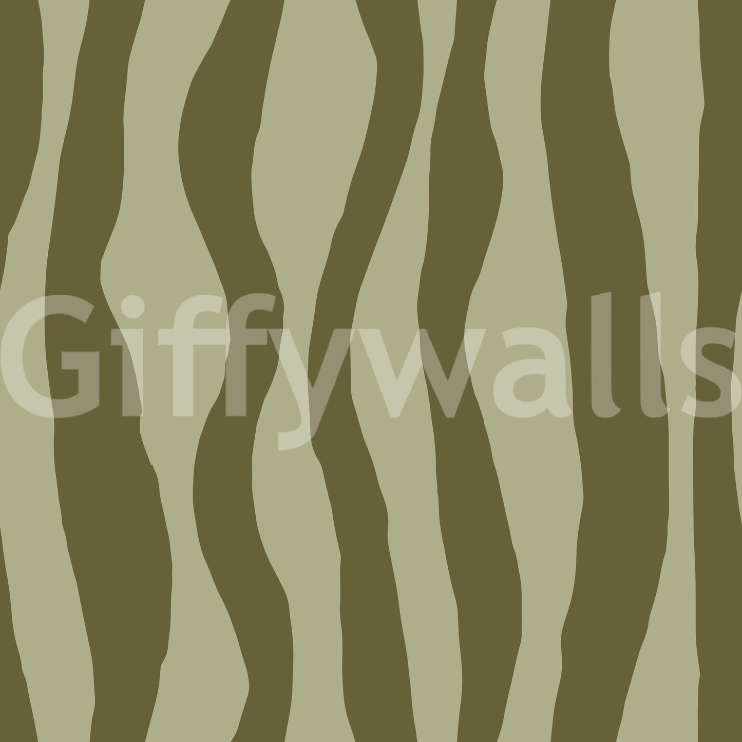 Olive green wavy stripe wallpaper base print with two tone vertical waves in deep olive and sage tones.
