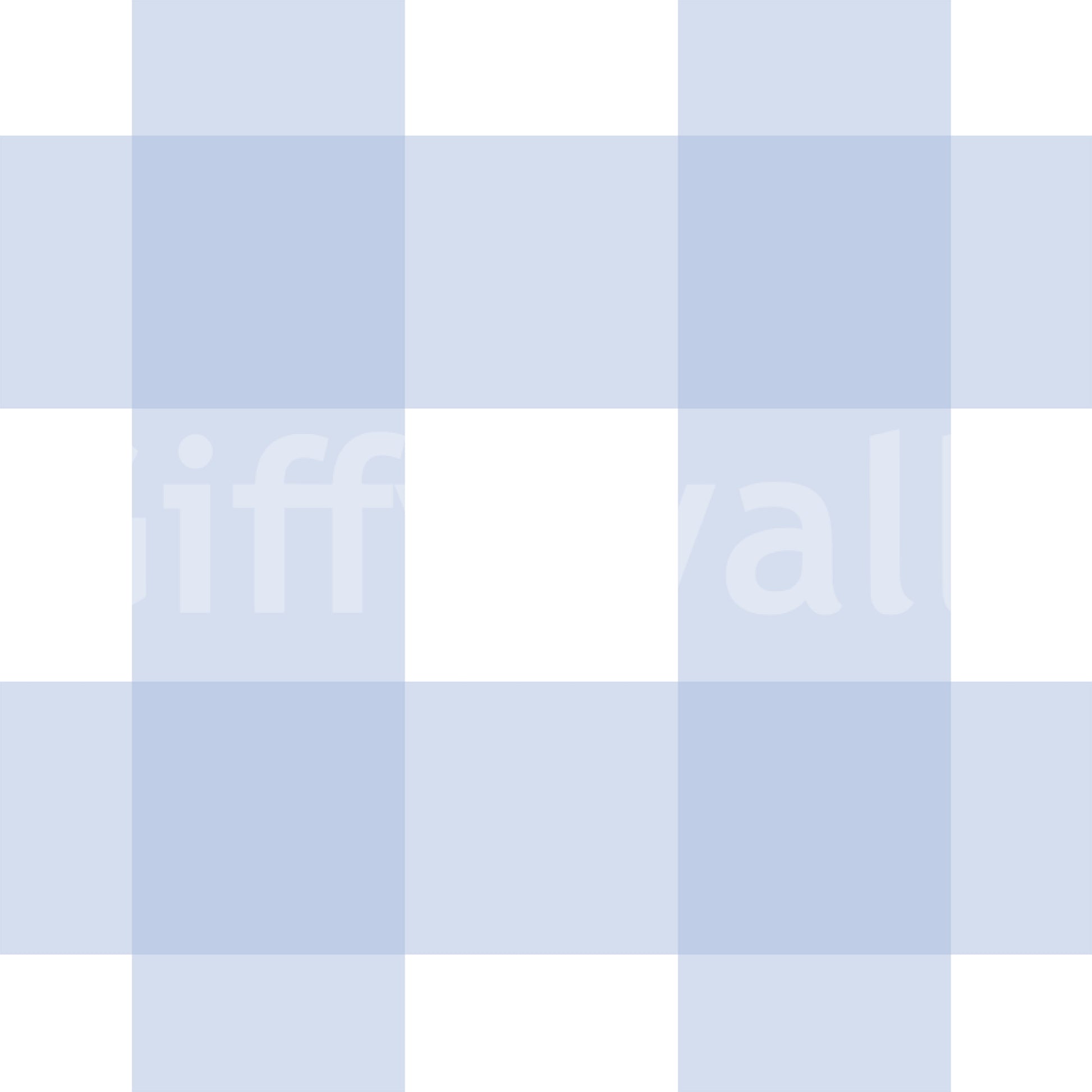 Pale blue gingham checkered wallpaper pattern swatch with white and powder blue squares. 