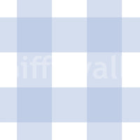 Pale blue gingham checkered wallpaper pattern swatch with white and powder blue squares. 