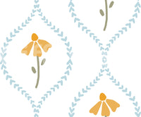 Pastel sweet heart blossom wallpaper with bright daisy clusters.