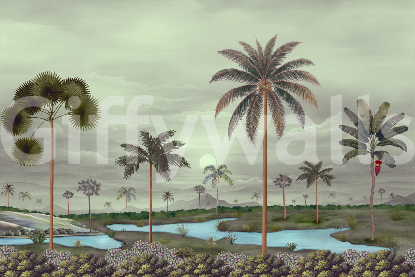 Tropical Serenity Riverbanks Wall Mural