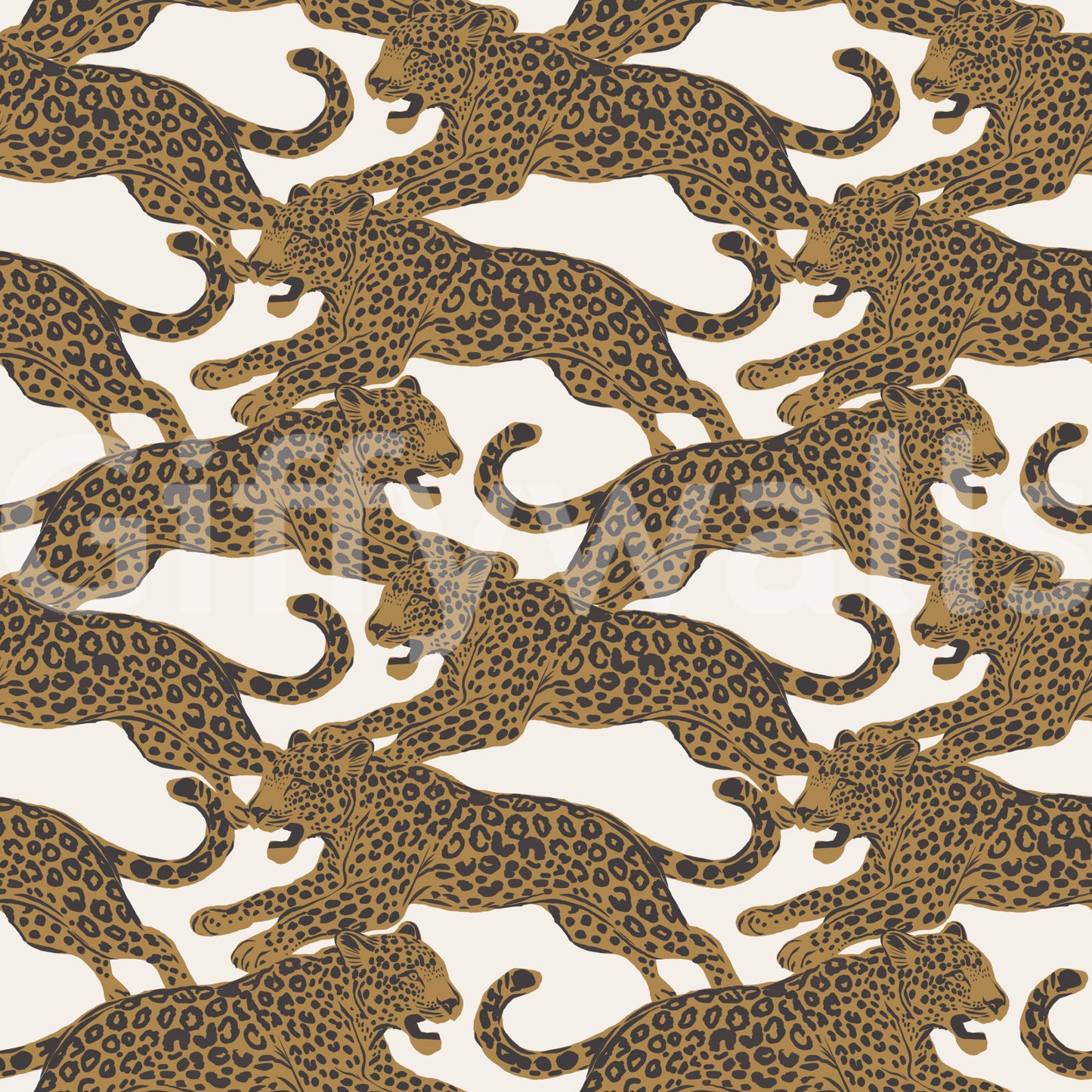 Golden Leopard Chase wallpaper showing the tan, charcoal, and cream colour blend., GD10165