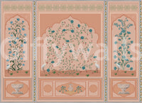 The Mughal garden panels wall mural in warm peach tone., GD10171