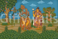 Divine Melody & Lotus Bloom Wall Mural with krishna playing flute., GD10195