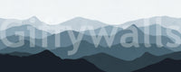 Watercolour mountain wall mural in slate, steel and charcoal tones., GD10250
