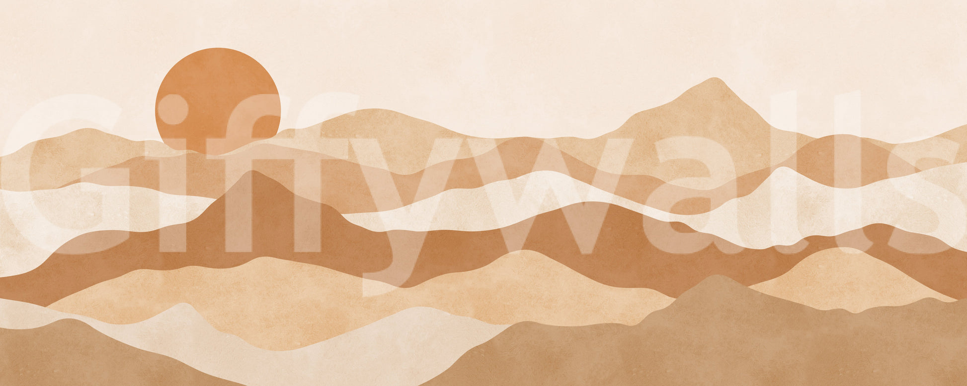Contemporary layers wall mural in warm brown and sand colors., GD10257