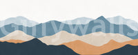 Abstract Layers wall mural showing sweeping hills in sand, orange and deep blue., GD10262