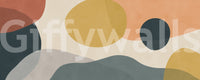 Smooth layered Abstract graphic shapes in mustard and terracotta wall mural., GD10302