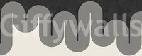 Groovy linear wave wall mural with flowing parallel black and cream bands., GD10303
