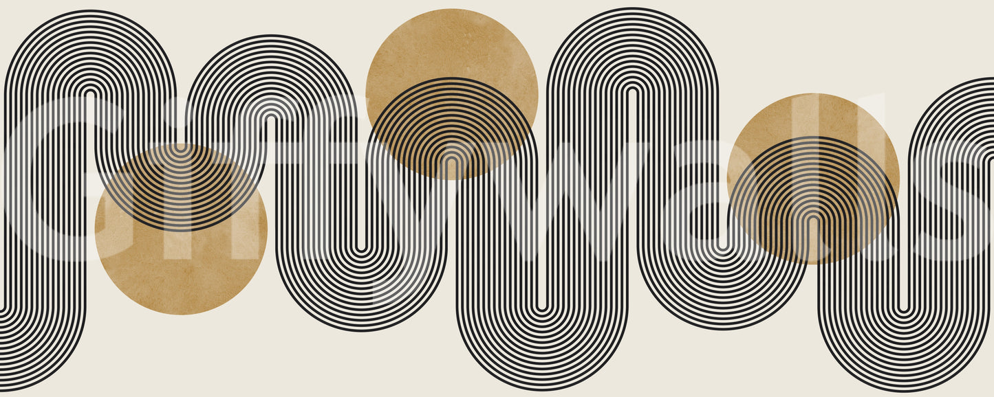 Golden Arches Flow Wall Mural displaying retro curved lines and circles.