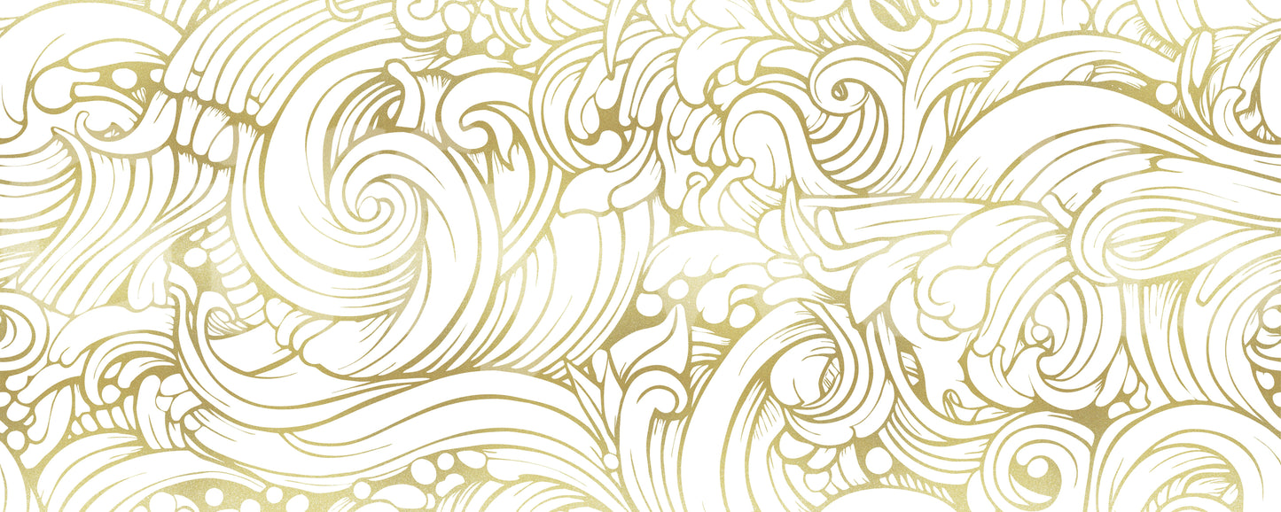 Gilded Organic Flow Wall Mural with traditional baroque elements and curves, GD10316