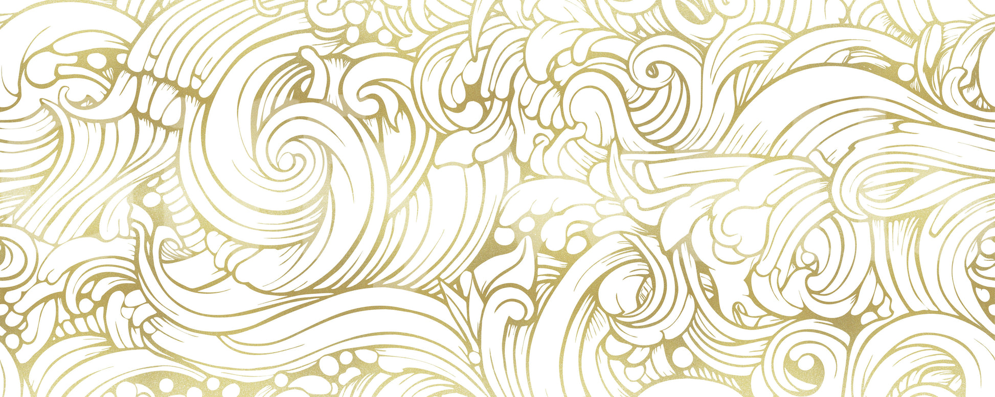 Gilded Organic Flow Wall Mural with traditional baroque elements and curves, GD10316