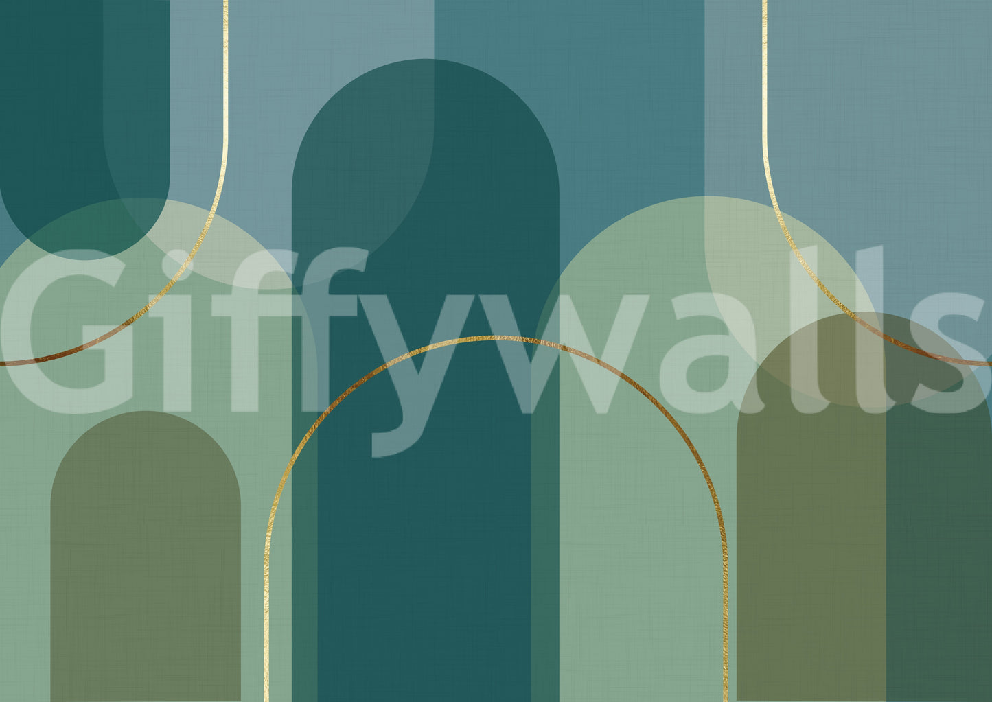 Emerald Arches & Bronze Curves Wall Mural