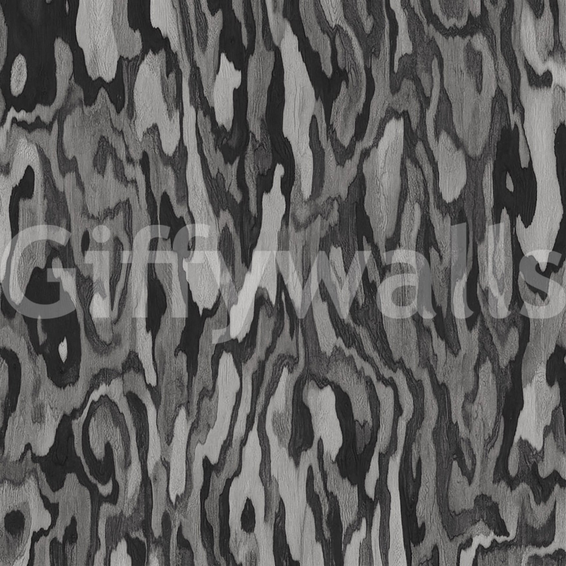 Wood texture wall mural Monochrome silver and dark grey organic root detail., GD10372