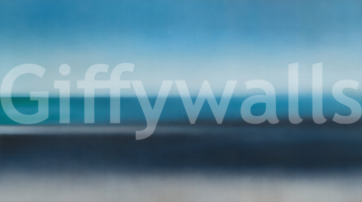 Abstract horizontal gradient wall mural in cerulean and navy blue., GD10389
