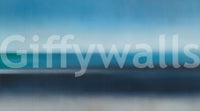 Abstract horizontal gradient wall mural in cerulean and navy blue., GD10389