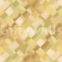 Watercolour diagonal checker wallpaper in olive green mustard yellow and tan tone., GD10405