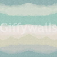 Watercolour ombre gradient wallpaper with blue sage and mint colour band., GD10415