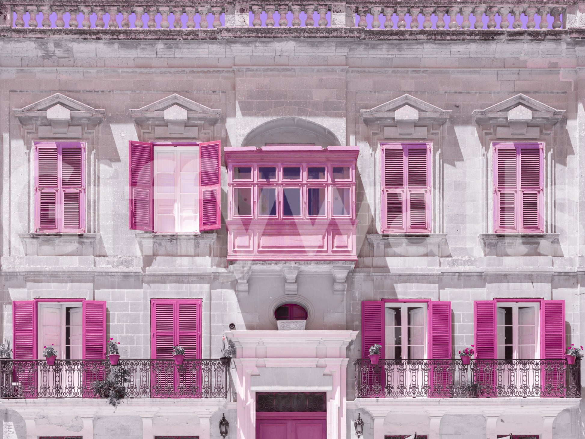 Architectural mural with Muted stone base and warm pink undertone., GD10419