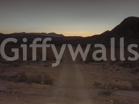 Desert Dawn Path wall mural with dirt trail leading to mountain silhouettes., GD10425