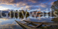Warm autumn and cool blue colour palette in the Lakeside Reflections mural., GD10434