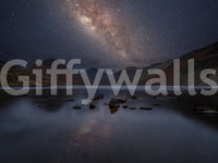 Milky Way lake reflection mural with Dark blue and black night sky scene., GD10436