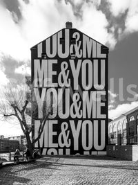 Monochrome You and Me lettering wall mural with big serif font style., GD10449