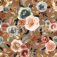 Earthy Bloom Medley wallpaper with floral texture in muted earth tones., GD10510