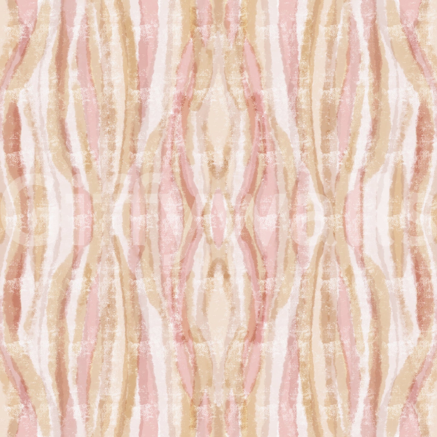 Soft whisper ikat waves wallpaper in blush pink rose and gold., GD10532