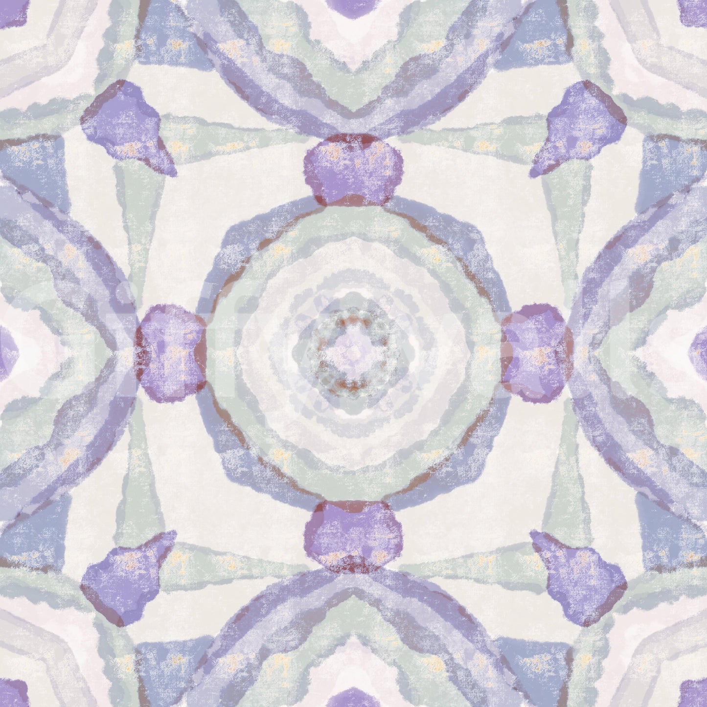 Watercolour mandala wallpaper in muted lavender and sage gray tone., GD10537