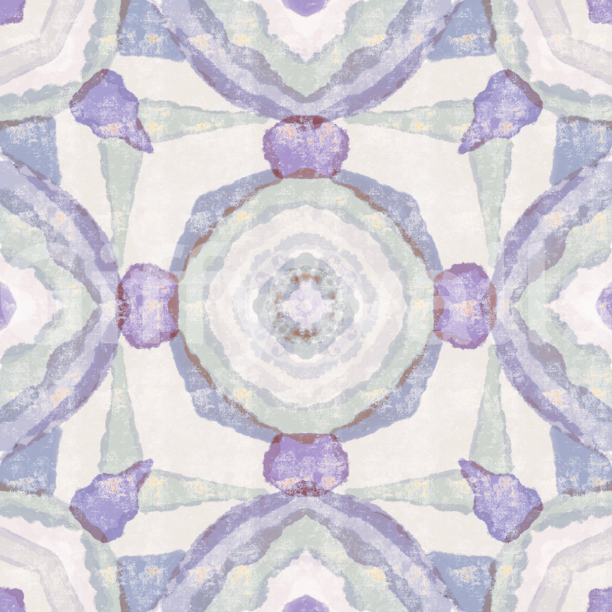 Watercolour mandala wallpaper in muted lavender and sage gray tone., GD10537