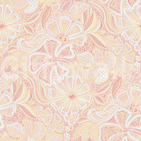 Floral bloom wallpaper with Coral pink and white outlined botanical pattern., GD10538