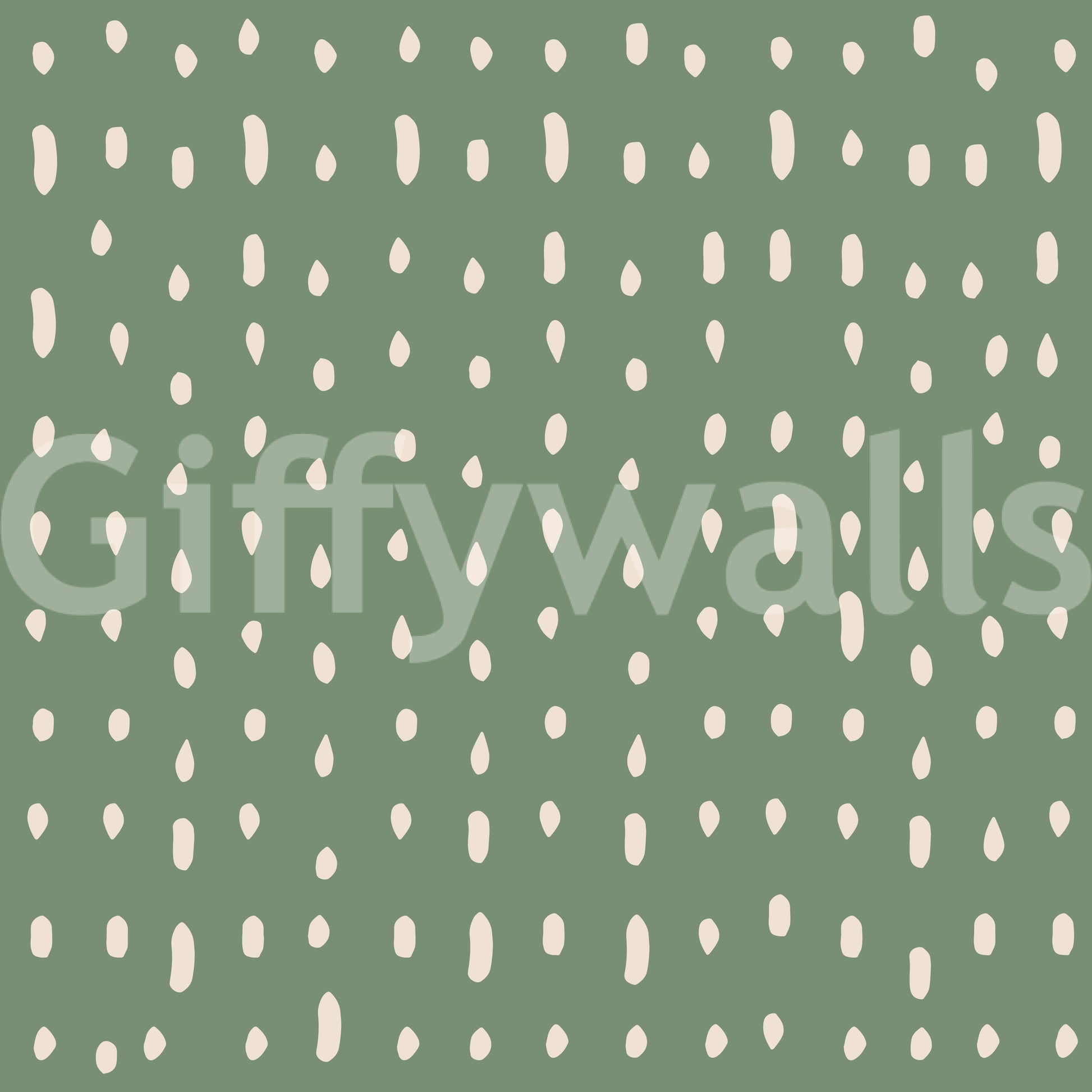 Wall mural showing mid century seed dots on sage green background., GD10572