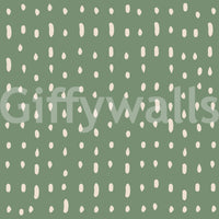 Wall mural showing mid century seed dots on sage green background., GD10572