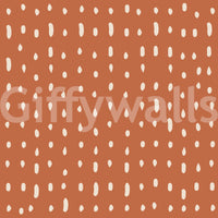 Cream seed-shaped dotted pattern on warm terracotta mid century wall mural., GD10573
