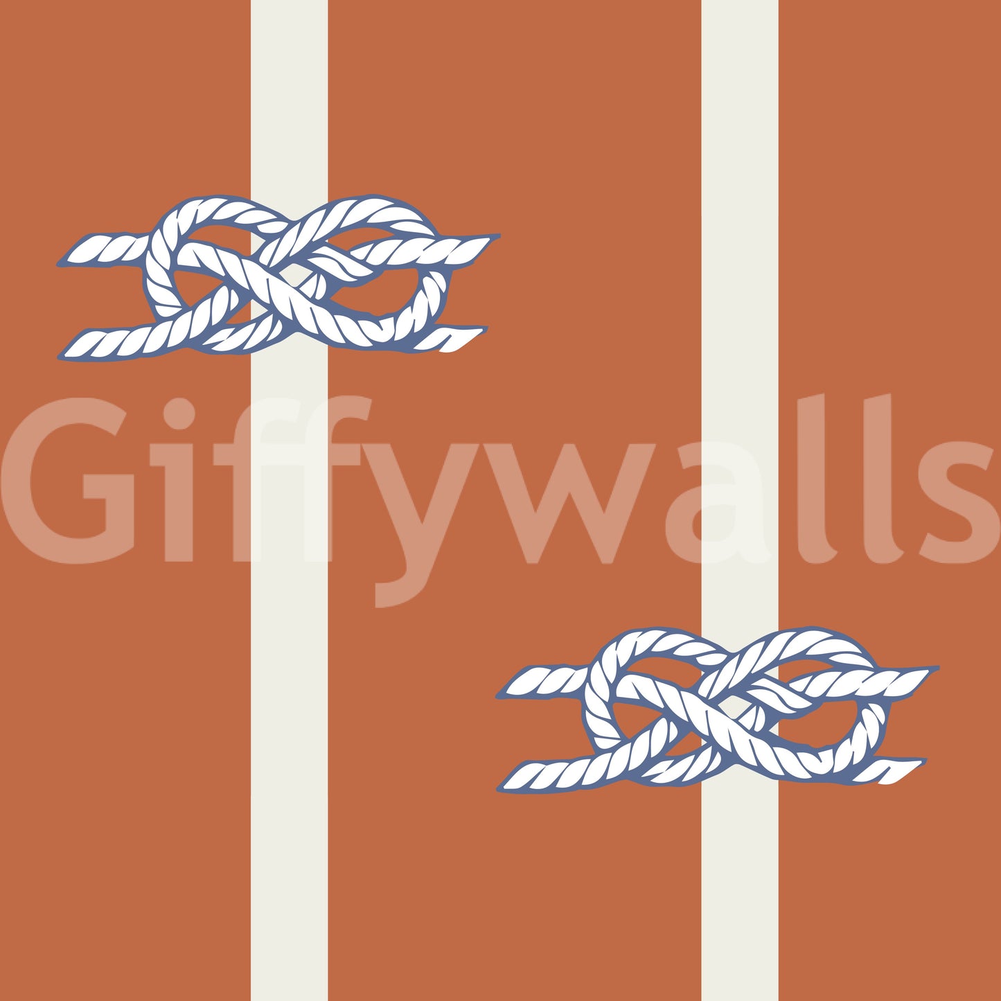Nautical Rope Stripe Terracotta Wallpaper