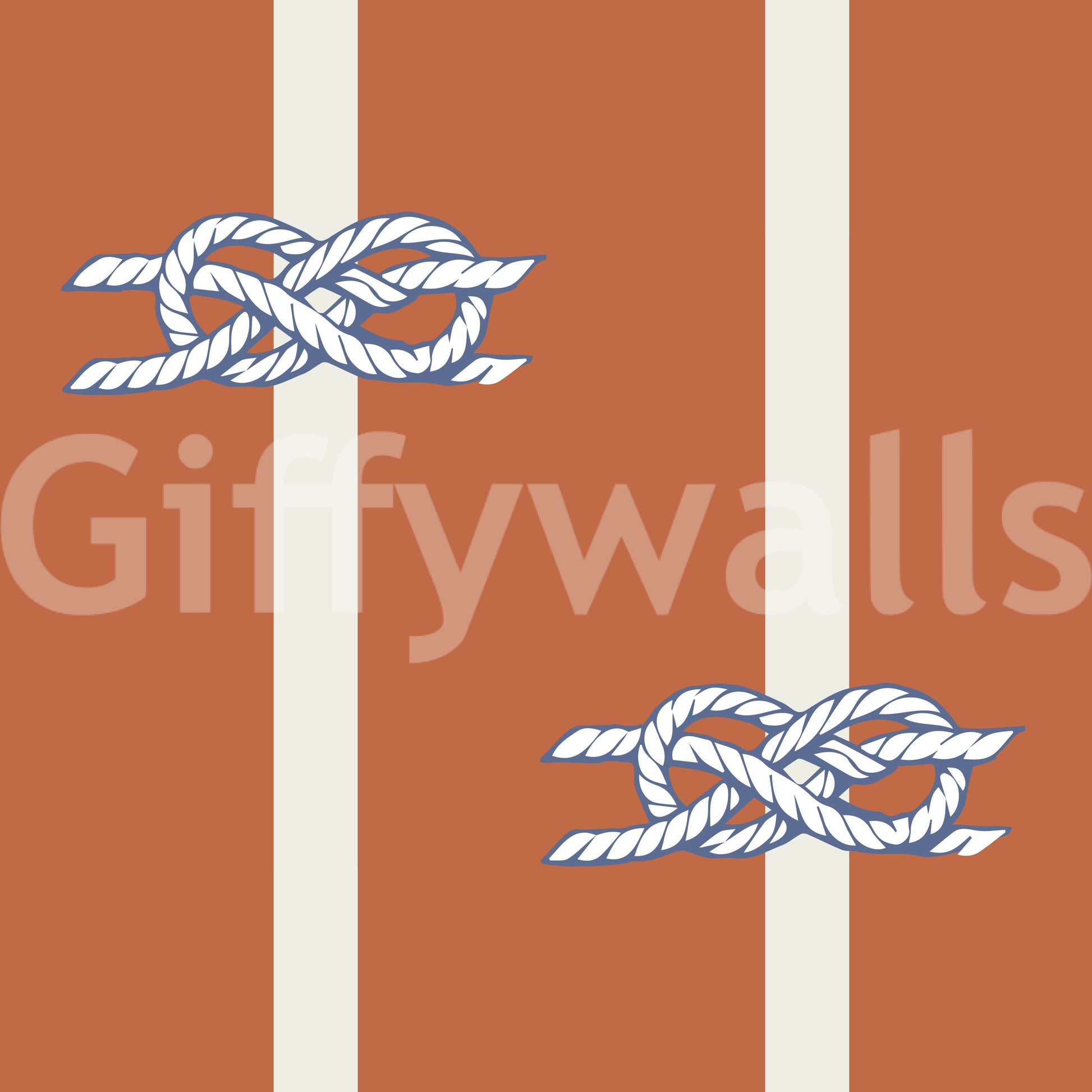 Nautical Rope Stripe Terracotta Wallpaper