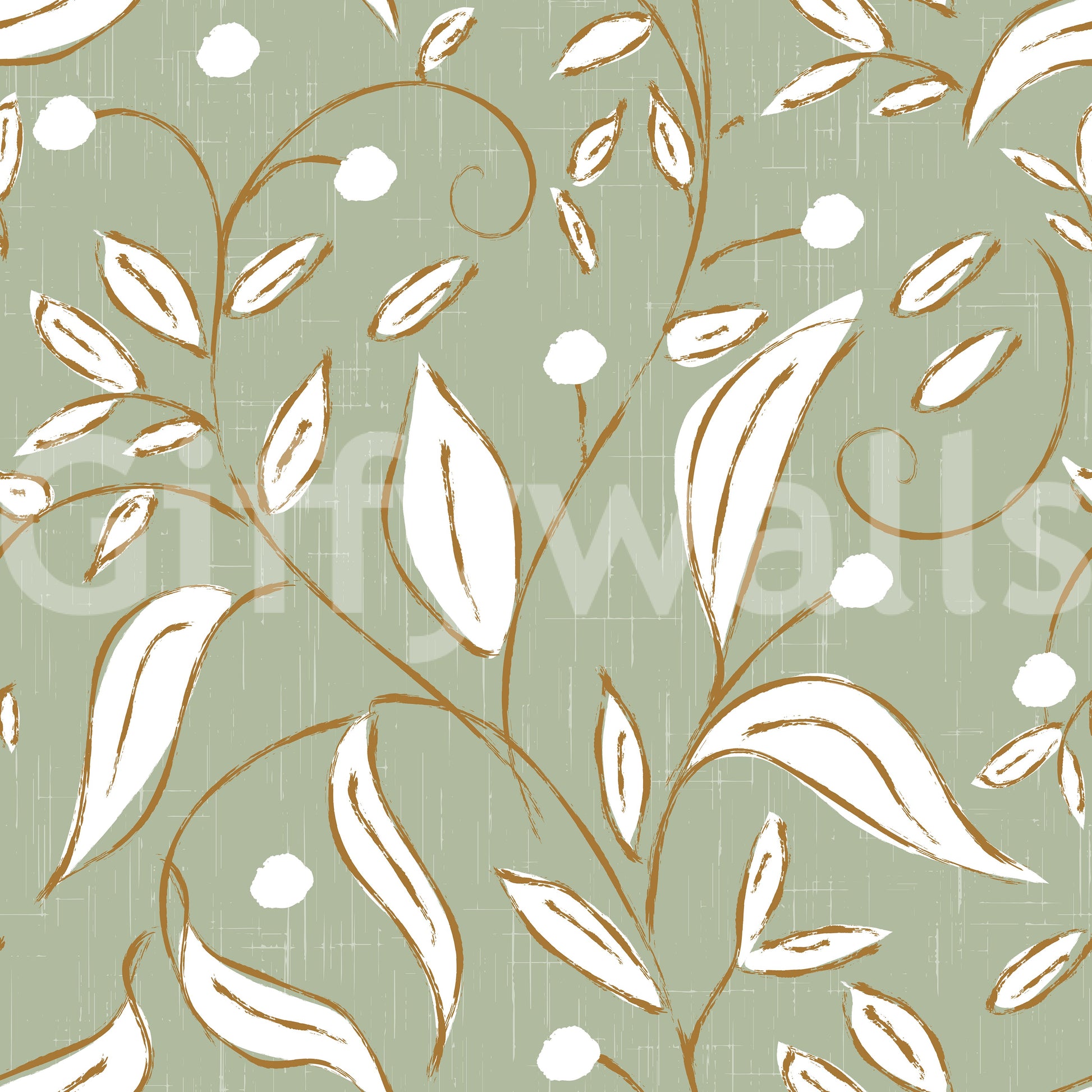 Sage Green Botanical Vine Wallpaper Scandinavian Wallpaper⁠