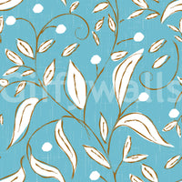 Sky Blue Botanical Vine Wallpaper Scandinavian Wallpaper⁠
